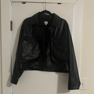 a new day Black Faux Leather Boxy Jacket